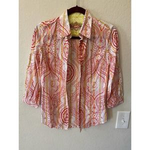 Robert Graham Women’s Button Down Paisley Red Shirt Style Toni XS